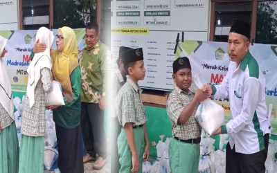 Sebutir Beras Sejuta Manfaat, MTsN 2 Aceh Timur Menginfakkan Beras untuk Peserta Didik Yatim dan Piatu
