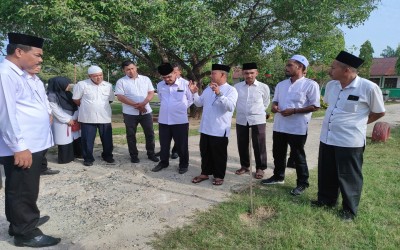 Pengukuran Arah Kiblat di MTsN 2 Aceh Timur Bersama Kankemenag Aceh Timur Berjalan Lancar