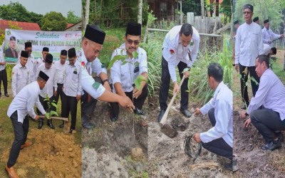 MTsN 2 Aceh Timur Tanam Pohon Matoa Serentak Sambut Hari Bumi ke-55